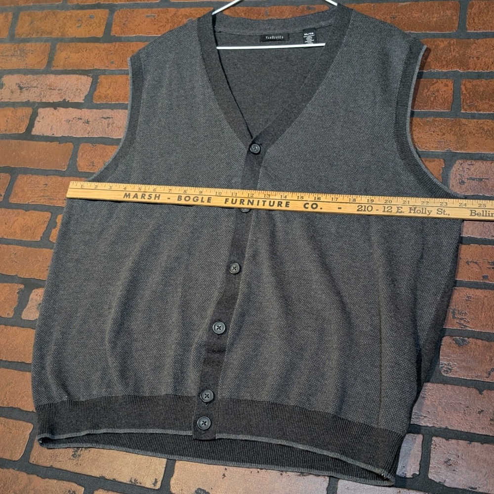 Van Heusen Men's XL Button Front Knit Sweater‎ Vest Electric Grandpa Cotton - Picture 7 of 10